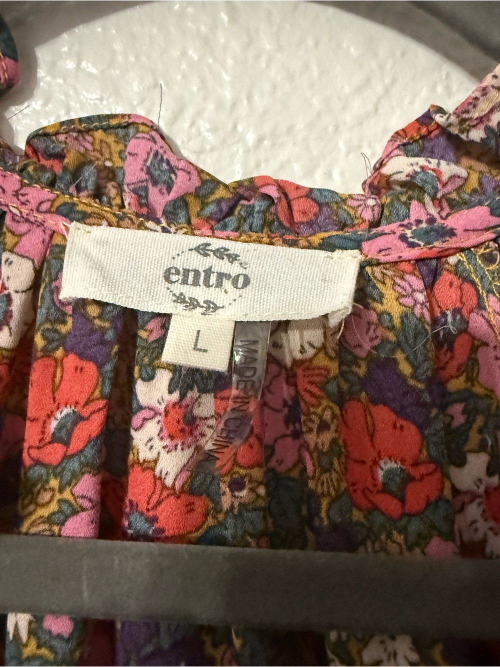 Entro Floral Ruffle Hem Mini Dress Size Large - Picture 2 of 3